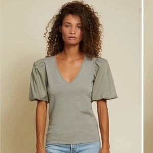 Nation LTD Bubble Sleeve V-Neck (BLACK)